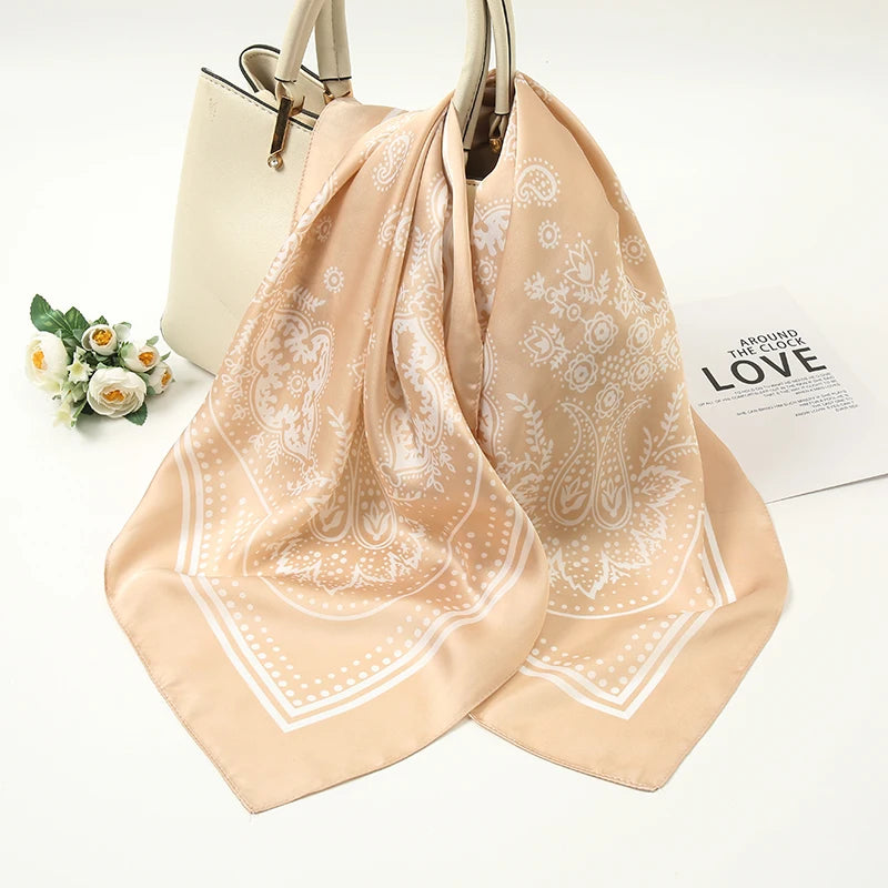 70*70cm Silk Neck Scarf Women Luxury Square Scarf, Headband Shawls Brand Wraps Neckerchief Hair Bandana