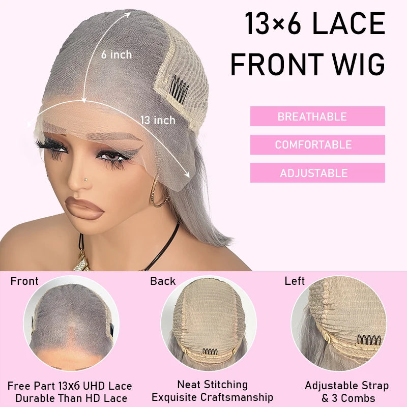 Christmas Ash Blonde Body Wave 100% Human Hair Wig Preplucked Creamy Blonde Salon Hair Coloring Wigs 13x6 Lace Front Remy Wigs
