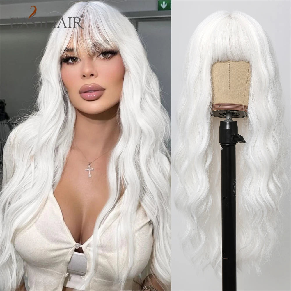 EASIHAIR Sandy Blonde Golden Wavy Synthetic Wigs with Long Hair Wigs for Women Natural Heat Resistant