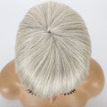 Ombre Grey Short Pixie Cut Wig with Bangs Salt and Pepper Human Hair Wig Pre Plucked Glueless Gray Bob Wig Full Machine Made