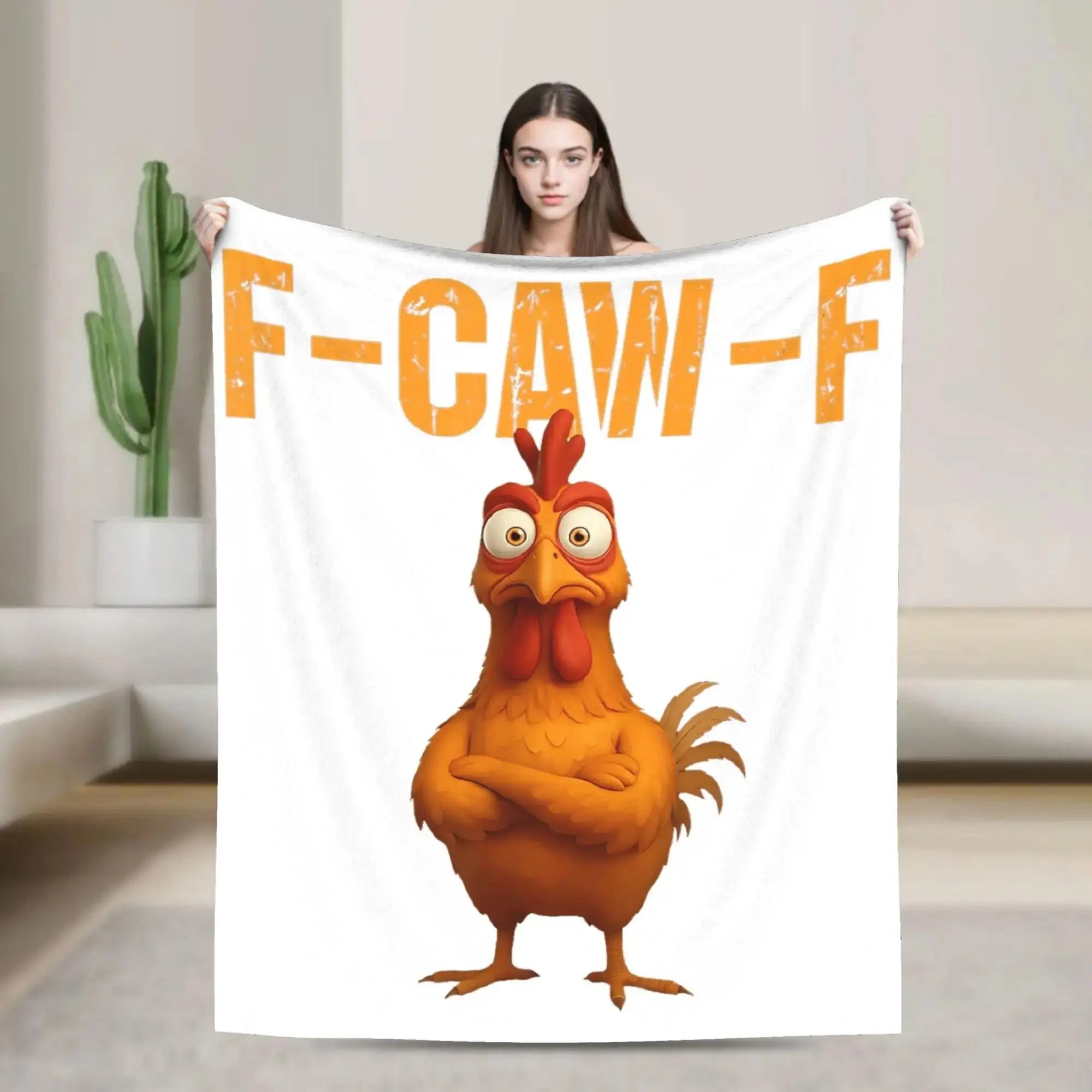 FCawF Rooster Meme Funny Chicken Fcawf Breast Cancer Awareness Blanket Super Warm Winter Bedding Throw for Chair Sofa Bed Cover