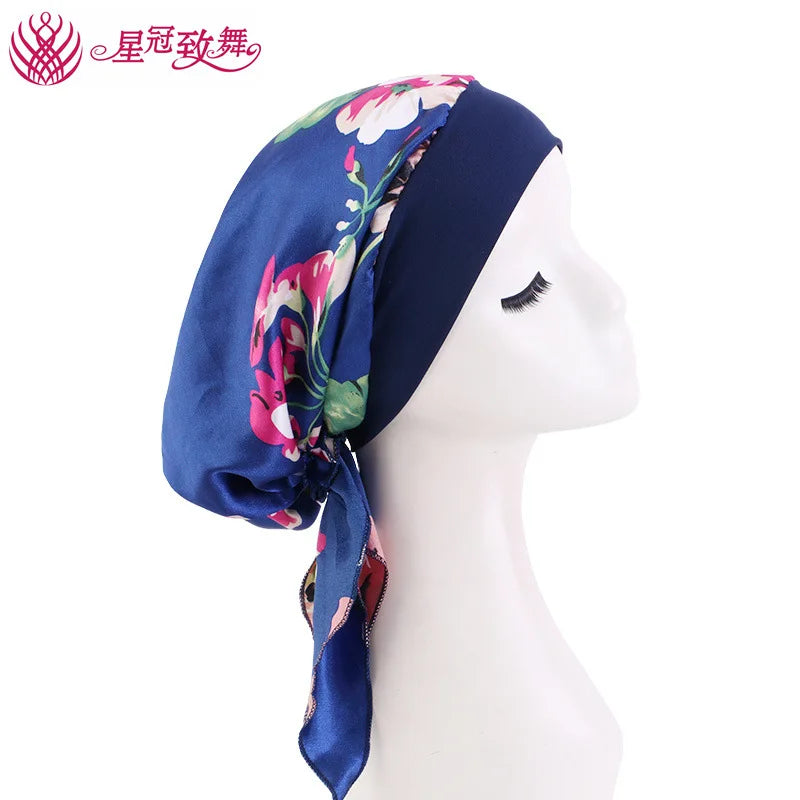 Elastic Wide-Band Boho Print Head Scarf, Sleep Cap & Hair Wrap for Women