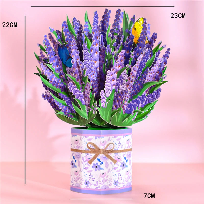Pop-Up Flower Card Flora 3D Greeting Card for Birthday Mothers Father's Day Graduation Wedding Anniversary Get Well Sympathy