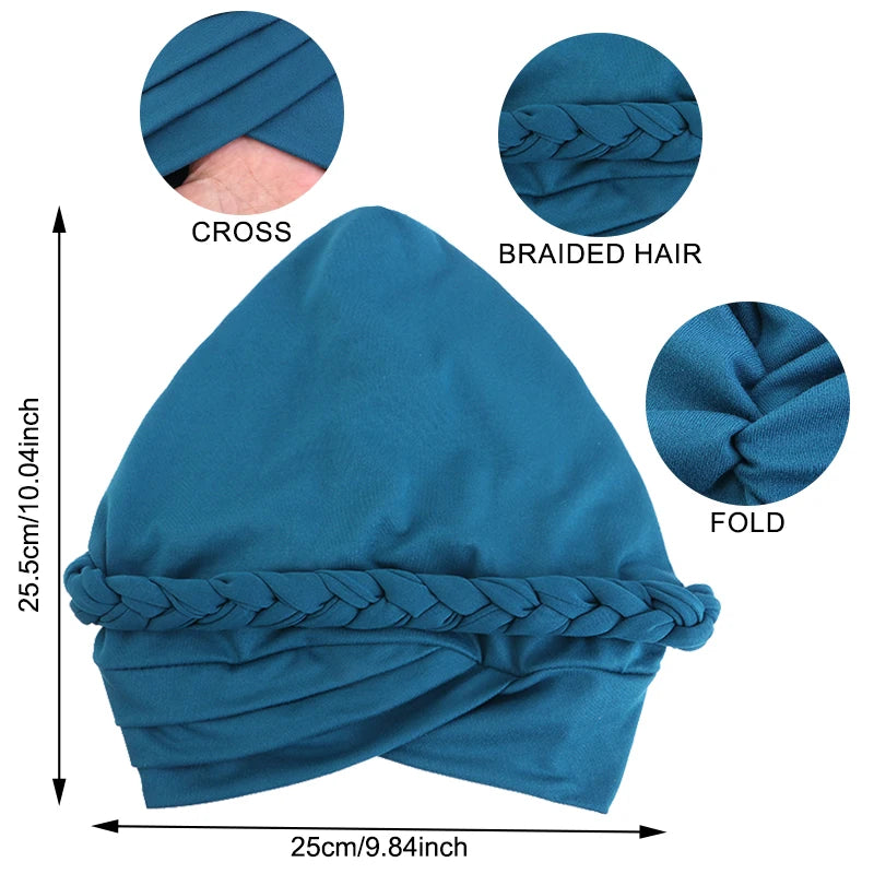 Women Braid Elastic Chemo Head Piece Hair Cover Wrap Headwear