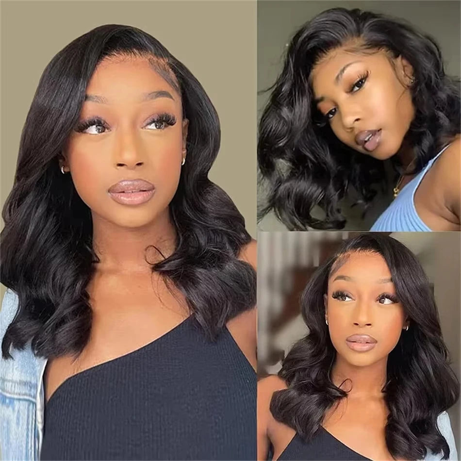 10 Inch Short Human Hair Wigs Bob Loose Body Wave Black Wig