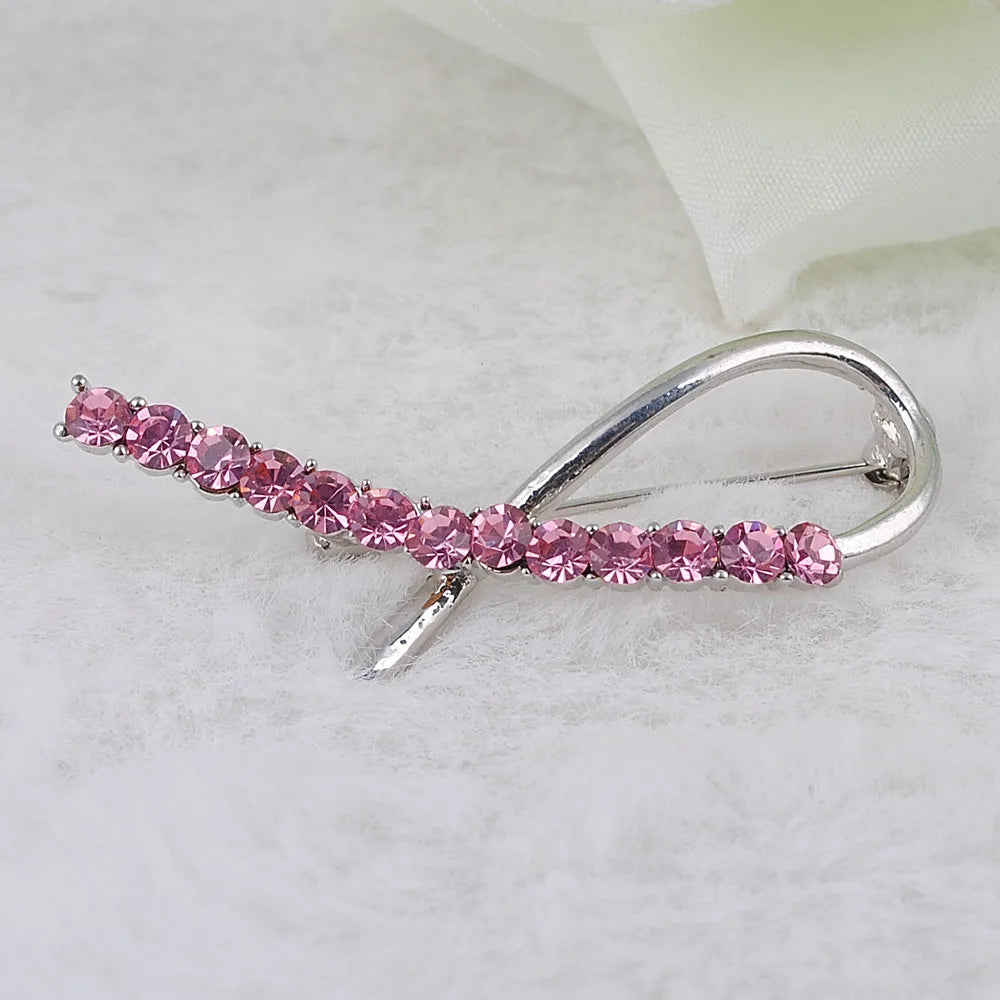Pink Ribbon Brooch for Breast Cancer Awareness Month And Breast Cancer Day Activities Fashionable Jewelry for Support