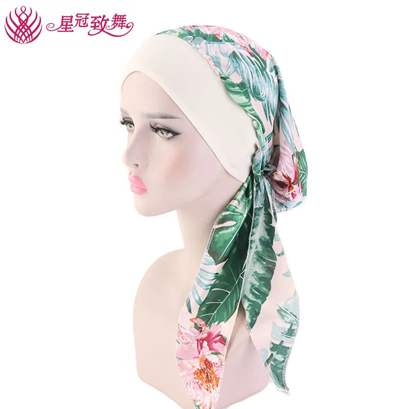 Elastic Wide-Band Boho Print Head Scarf, Sleep Cap & Hair Wrap for Women