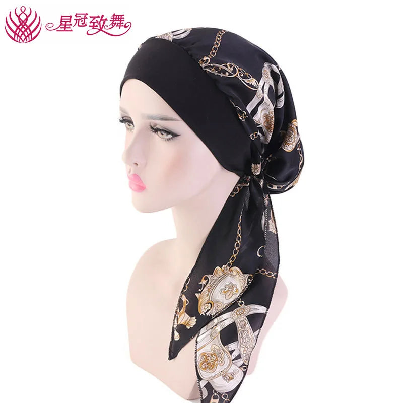 Elastic Wide-Band Boho Print Head Scarf, Sleep Cap & Hair Wrap for Women