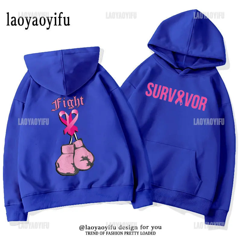 Breast Cancer Awareness Motivational Fighter Graphic Pullover BREAST CANCER AWARENESS Pink Ribbon Tree Woman Hoodies