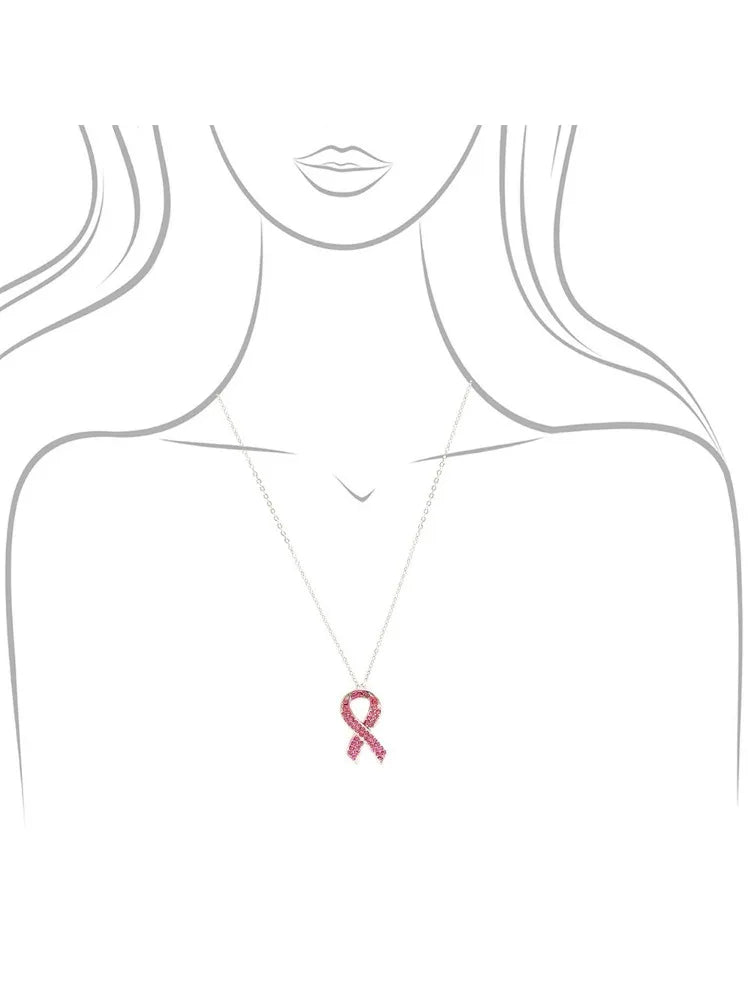Breast Cancer Happy Kiss Cancer Awareness necklace Ribbon Pendant "Together We Are Stronger than Cancer" gift for women