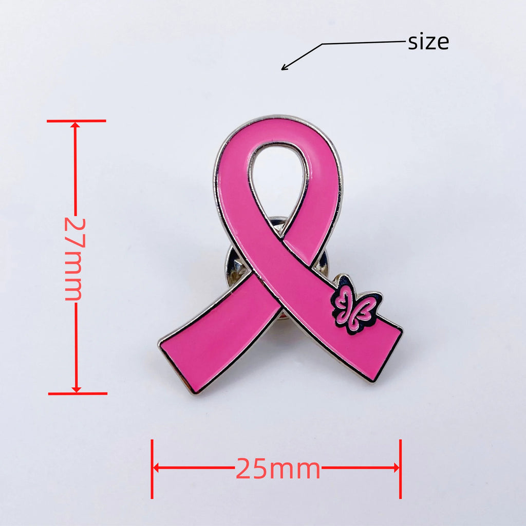 Pink RIBBON Pin with butterfly! Breast cancer awareness enamel lapel pin for Women Pink Ribbon Pins Pink Butterfly Ribbon