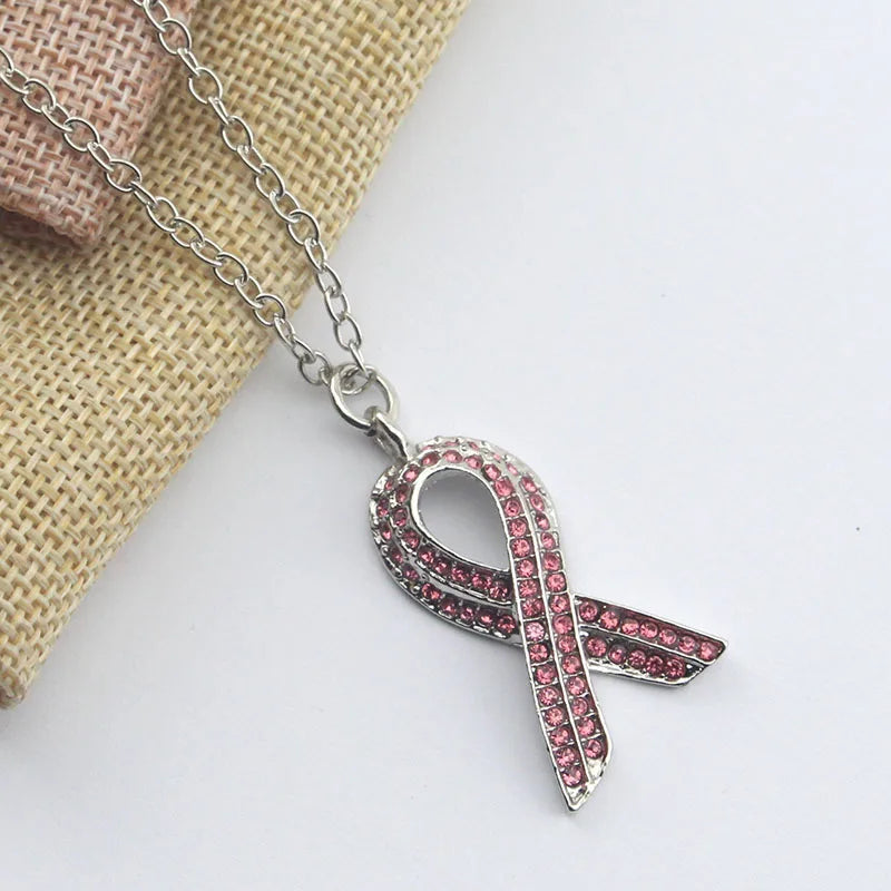 Breast Cancer Awareness Pink Ribbon Necklaces Pendant Jewelry support for all those suffering breast cancer