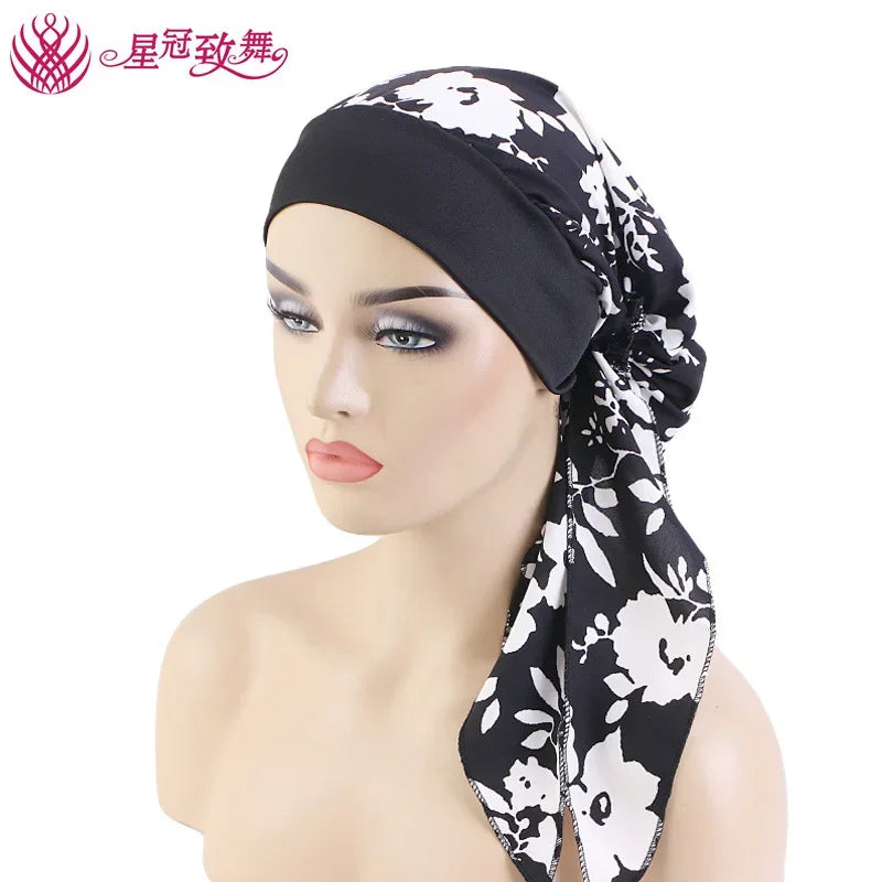 Elastic Wide-Band Boho Print Head Scarf, Sleep Cap & Hair Wrap for Women