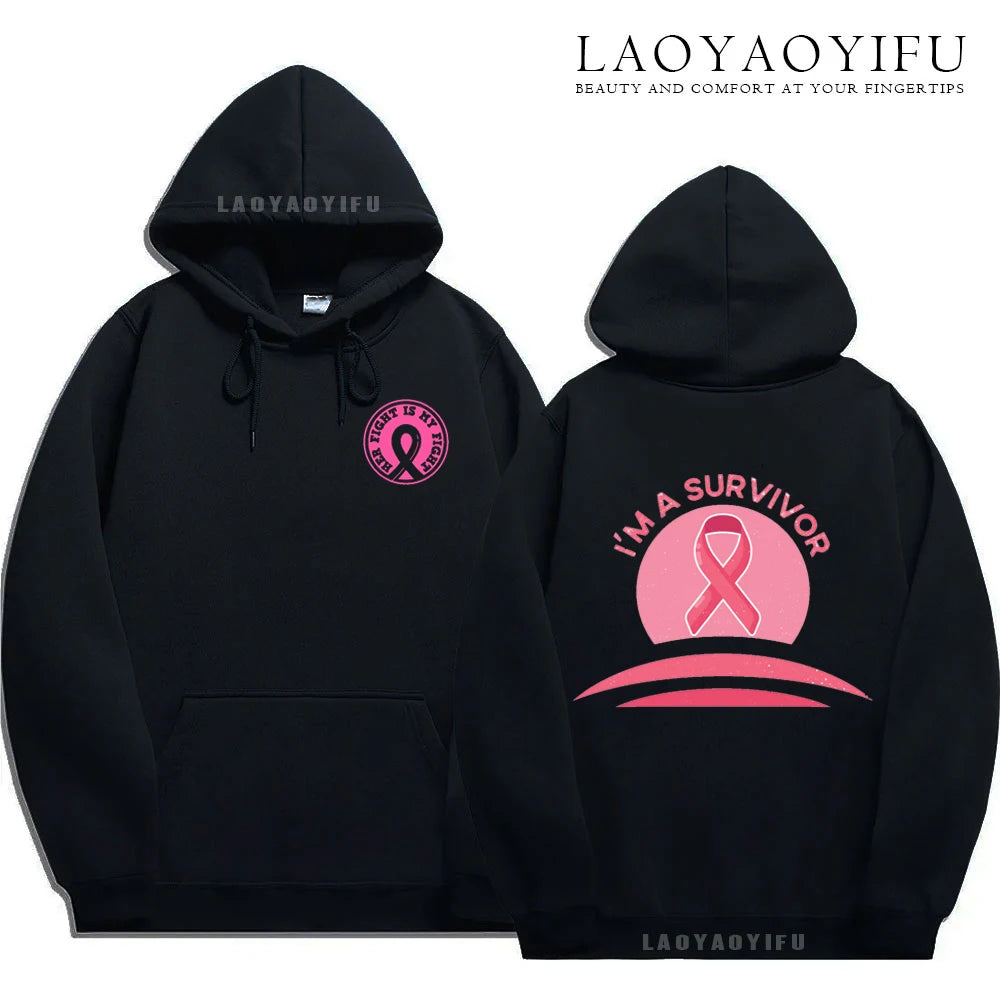Pink Ribbon Breast Cancer Awareness Hoodie Unisex Cancer Survivor Support Thermal Lined Streetwear Anime Hoodie Autumn Tops