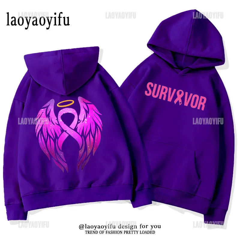 Breast Cancer Awareness Motivational Fighter Graphic Pullover BREAST CANCER AWARENESS Pink Ribbon Tree Woman Hoodies