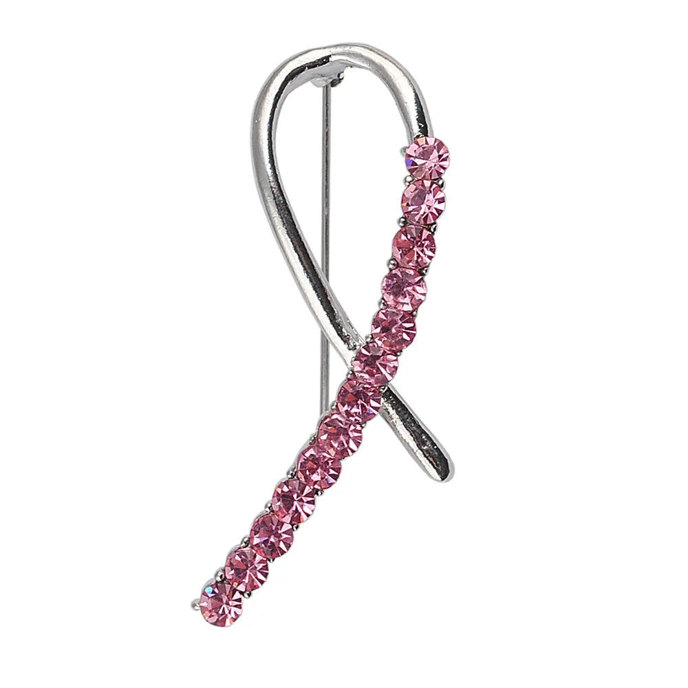Pink Ribbon Brooch for Breast Cancer Awareness Month And Breast Cancer Day Activities Fashionable Jewelry for Support
