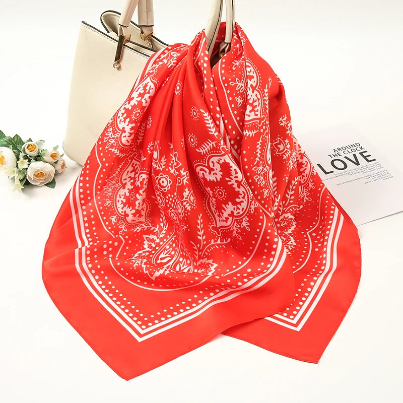 70*70cm Silk Neck Scarf Women Luxury Square Scarf, Headband Shawls Brand Wraps Neckerchief Hair Bandana