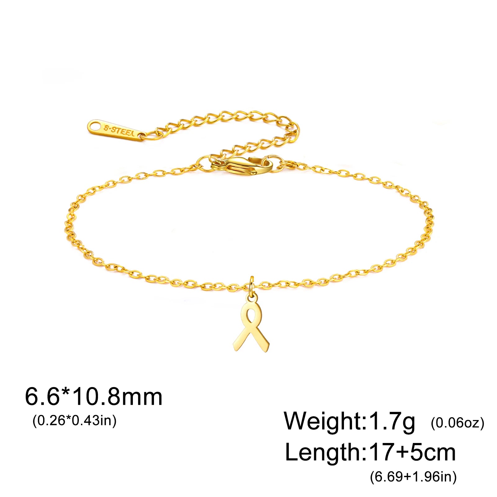Women Breast Cancer Awareness Bracelets Stainless Steel Hand Chains Adjustable Chain Safety Blessing Lucky Jewelry Gift