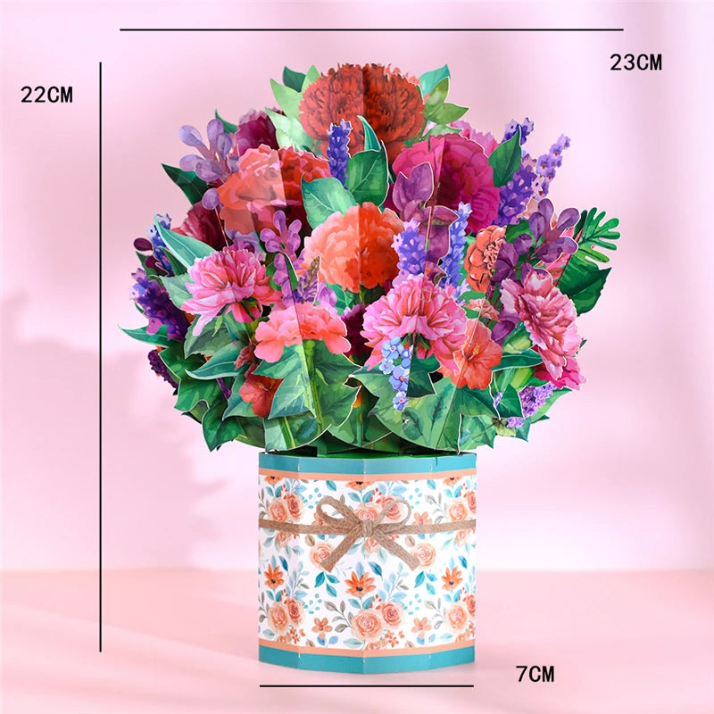 Pop-Up Flower Card Flora 3D Greeting Card for Birthday Mothers Father's Day Graduation Wedding Anniversary Get Well Sympathy