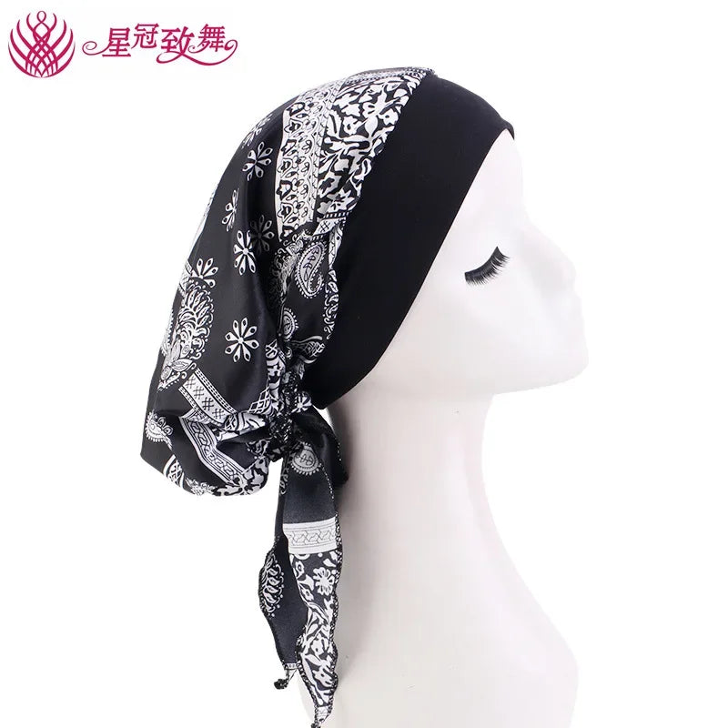 Elastic Wide-Band Boho Print Head Scarf, Sleep Cap & Hair Wrap for Women