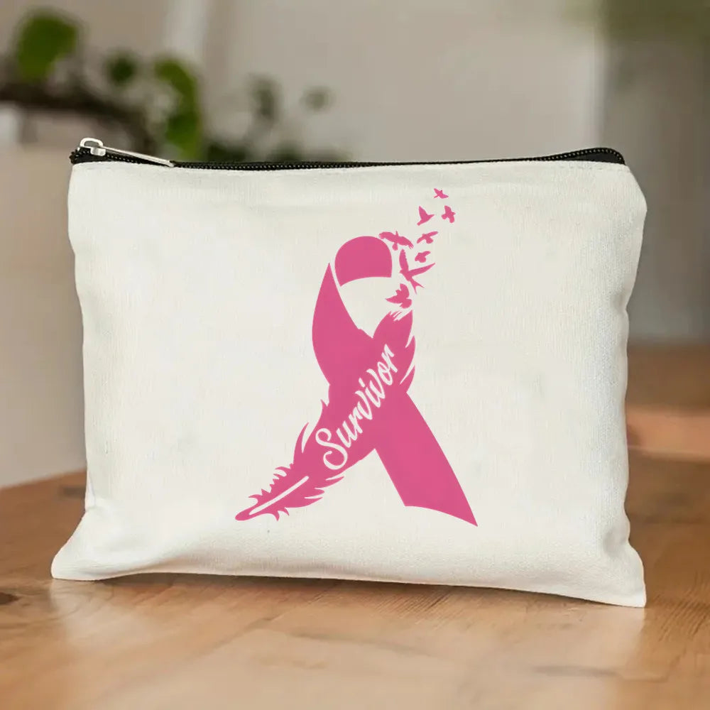 October Pink Breast Cancer Awareness Pattern Bag Set, Lightweight Large Capacity Tote Bag, Party Gift Handbag for Girls