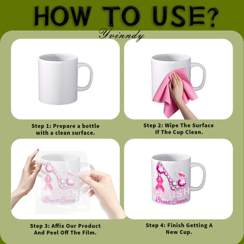 40PCS/SETThe Queen Overcomes Breast Cancer UV DTF DIY Cups Transfer Sticker For DIY Cups (Only The Transfer Sticker Is Included)