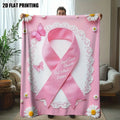 Ultra Soft Flannel Throw Blanket Breast Cancer Awareness Design, for Sofas Beds Chairs, Year Round Comfort Gift
