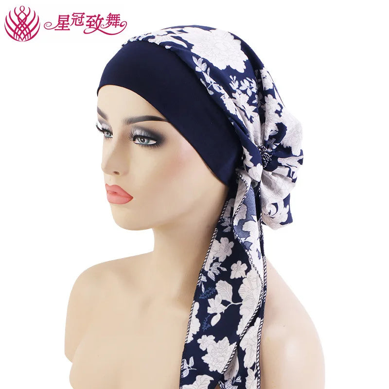 Elastic Wide-Band Boho Print Head Scarf, Sleep Cap & Hair Wrap for Women