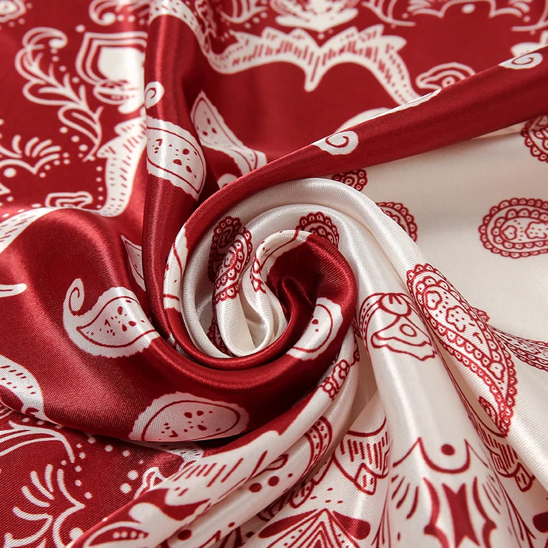 Satin Square Scarf Women  Elegant 2025 Print Silk Neckerchief Shawl Wraps Headband Handle Hair Accessories Bandana