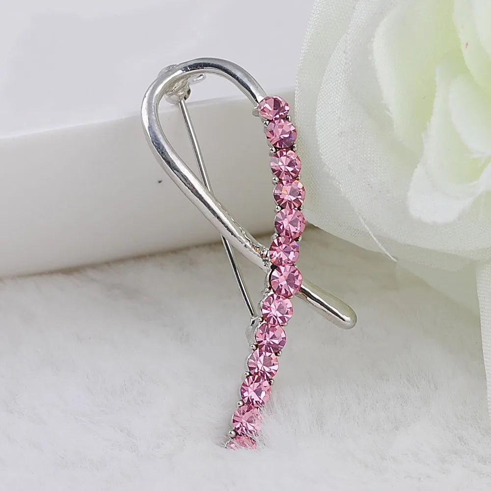 Pink Ribbon Brooch for Breast Cancer Awareness Month And Breast Cancer Day Activities Fashionable Jewelry for Support