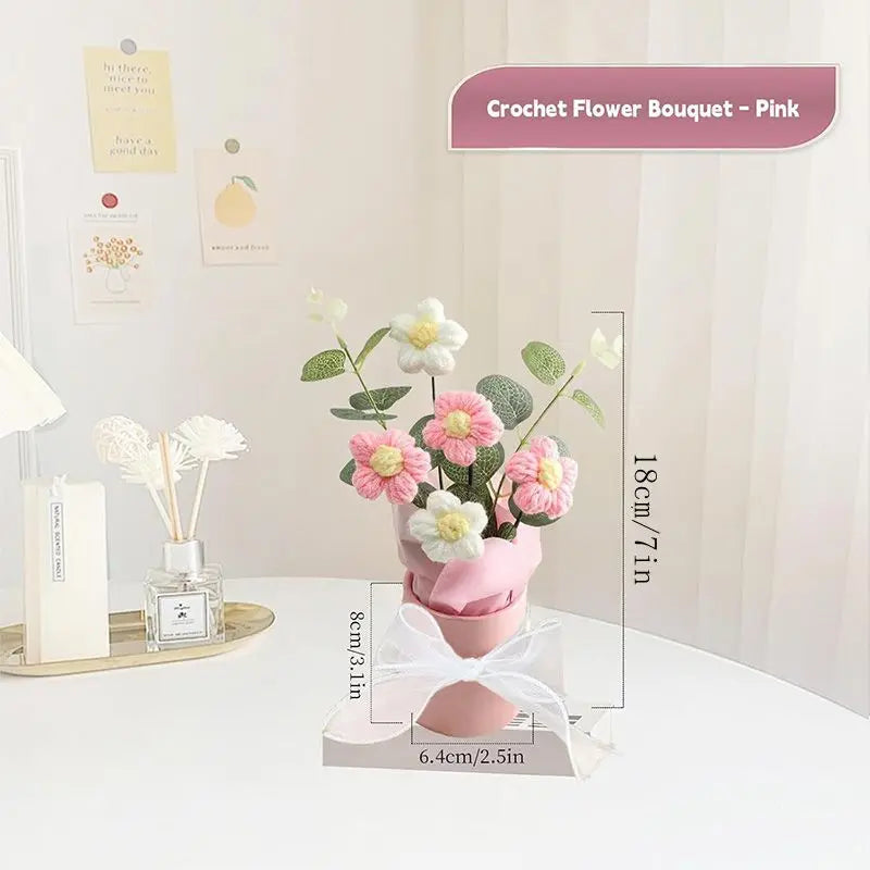 1/2Pcs SEND FOREVER FLOWERS,Exquisite Handmade Crocheted Bouquet Home Decoration