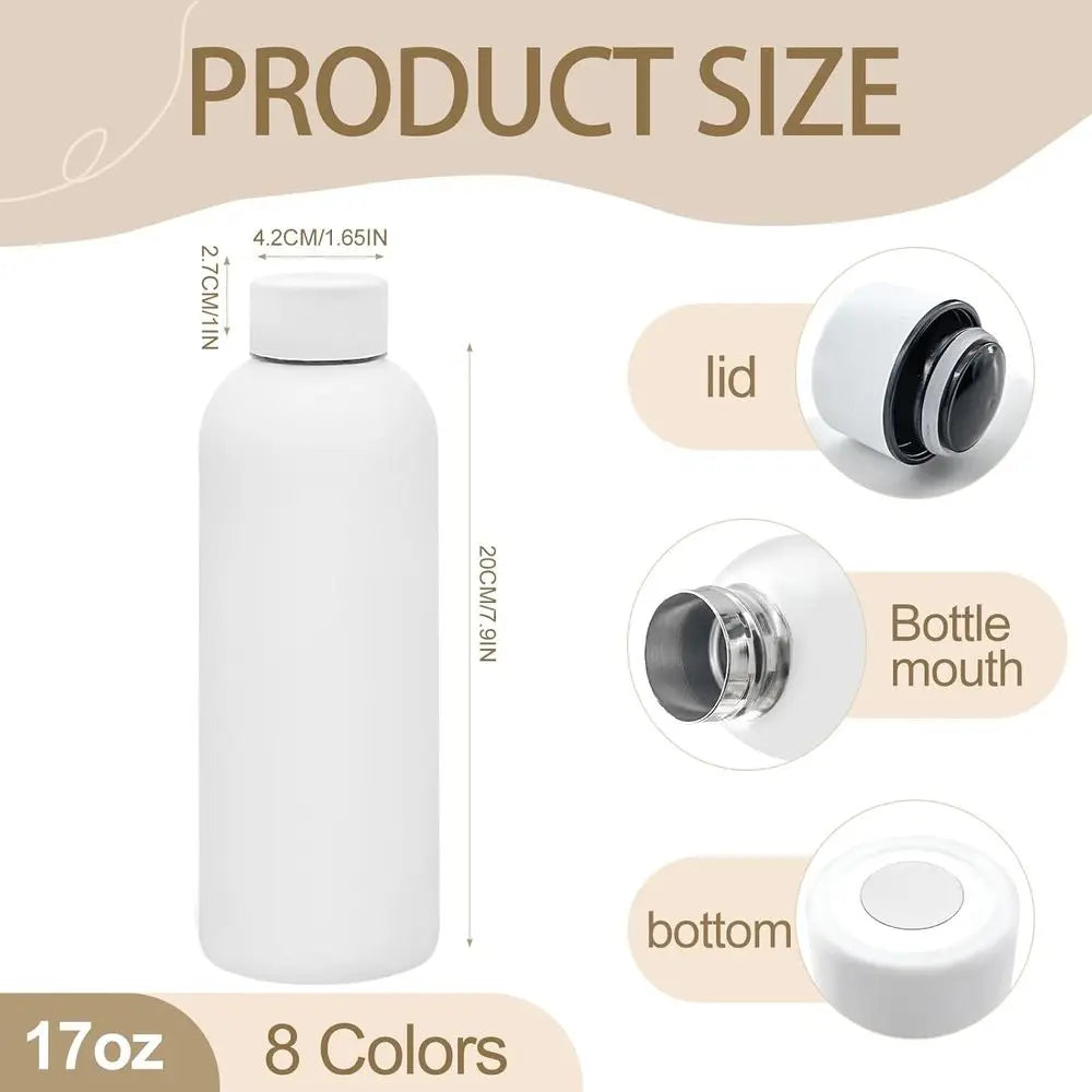 Set of 16 Stainless Steel Insulated 17oz Vacuum Water Bottles - CAN BE USED WITH DECALS WE SELL- WATER Bottles for Travel, Team, Office