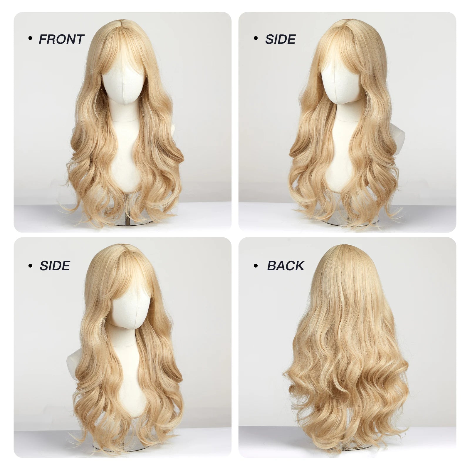 EASIHAIR Sandy Blonde Golden Wavy Synthetic Wigs with Long Hair Wigs for Women Natural Heat Resistant