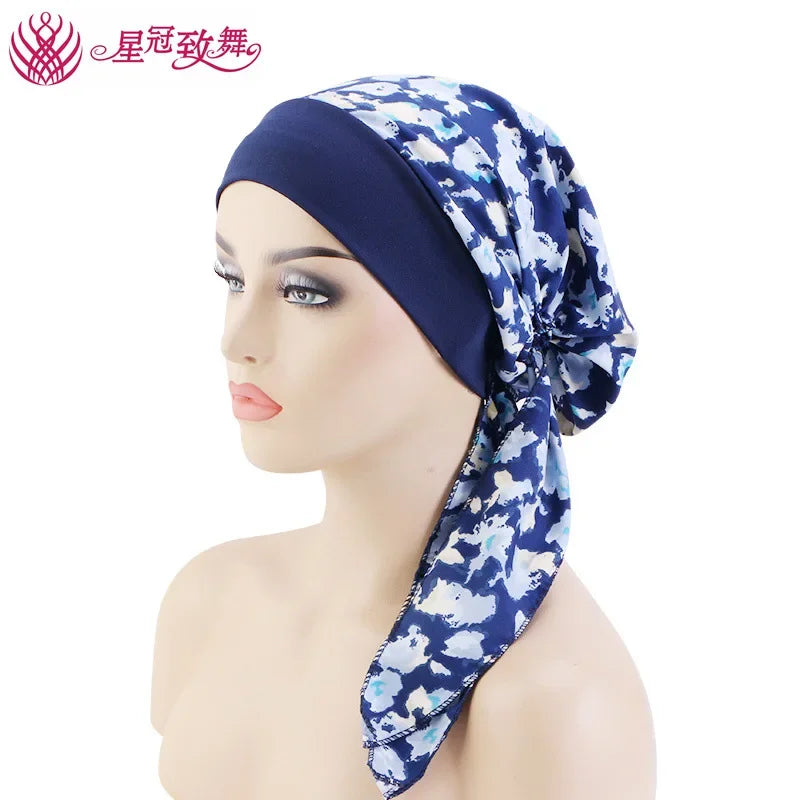 Elastic Wide-Band Boho Print Head Scarf, Sleep Cap & Hair Wrap for Women