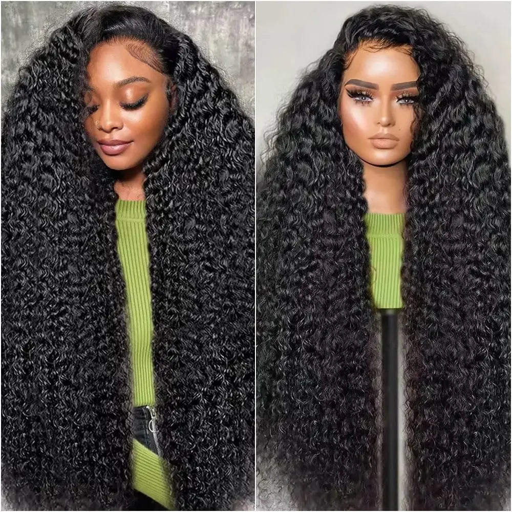 Nexora Curly Wig 1b Black Water Wave 360 human hair full lace Deep Wave Invisible Strap Glueless Lace Wigs
