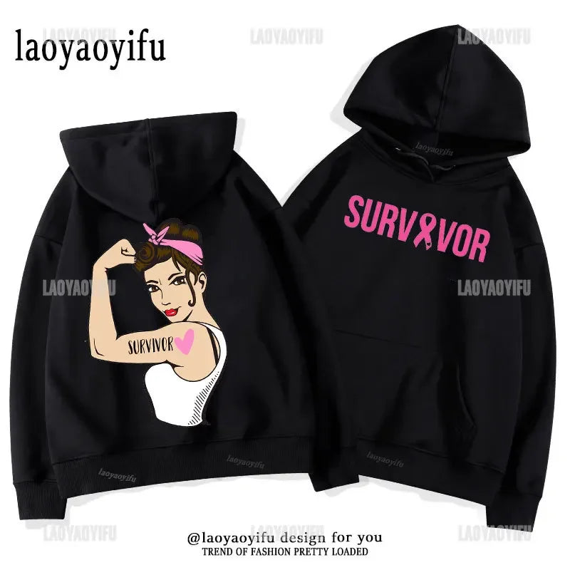 Breast Cancer Awareness Motivational Fighter Graphic Pullover BREAST CANCER AWARENESS Pink Ribbon Tree Woman Hoodies