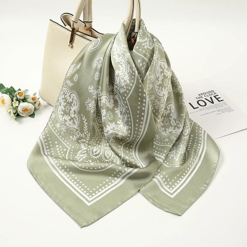 70*70cm Silk Neck Scarf Women Luxury Square Scarf, Headband Shawls Brand Wraps Neckerchief Hair Bandana