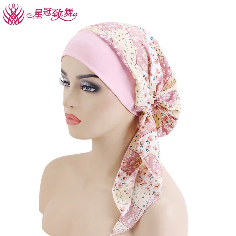 Elastic Wide-Band Boho Print Head Scarf, Sleep Cap & Hair Wrap for Women