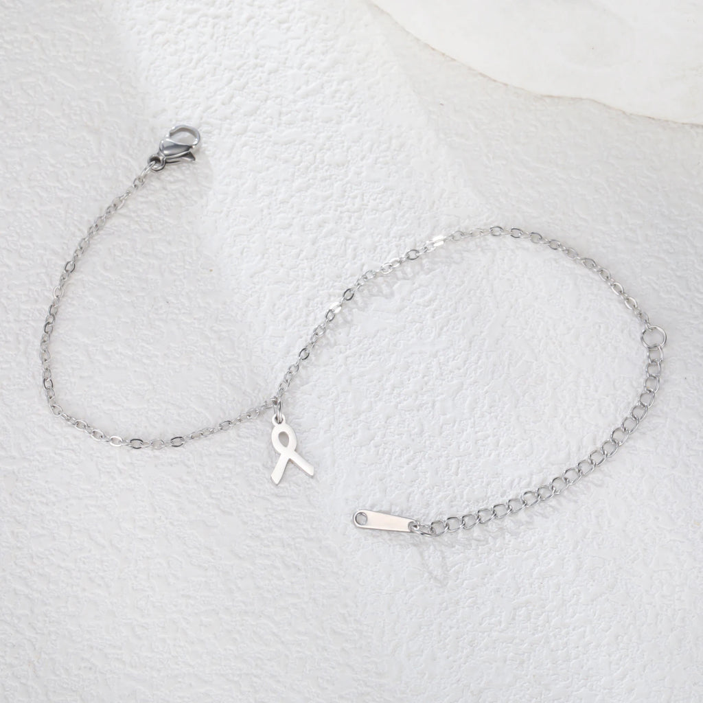 Women Breast Cancer Awareness Bracelets Stainless Steel Hand Chains Adjustable Chain Safety Blessing Lucky Jewelry Gift
