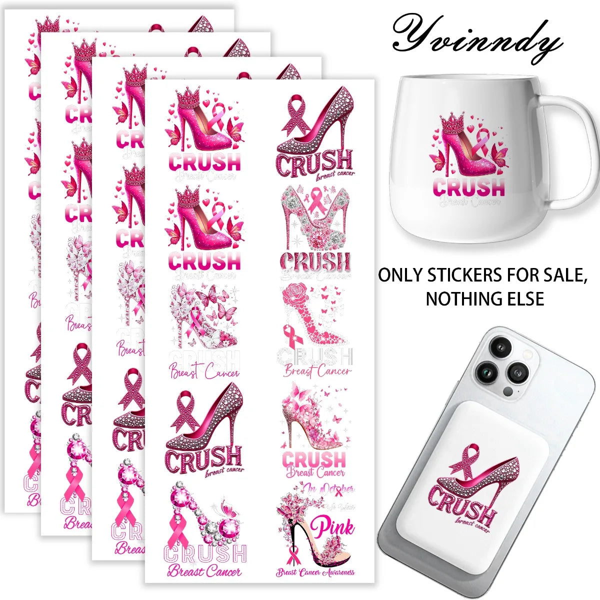40PCS/SETThe Queen Overcomes Breast Cancer UV DTF DIY Cups Transfer Sticker For DIY Cups (Only The Transfer Sticker Is Included)