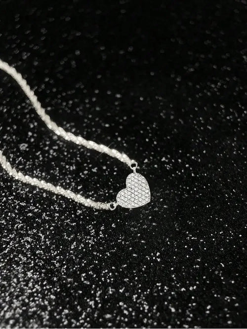 925 Sterling Silver  Fashion Full Zircon Love Heart Necklace For Women Engagement Wedding Luxury High Quality Fine Jewelry