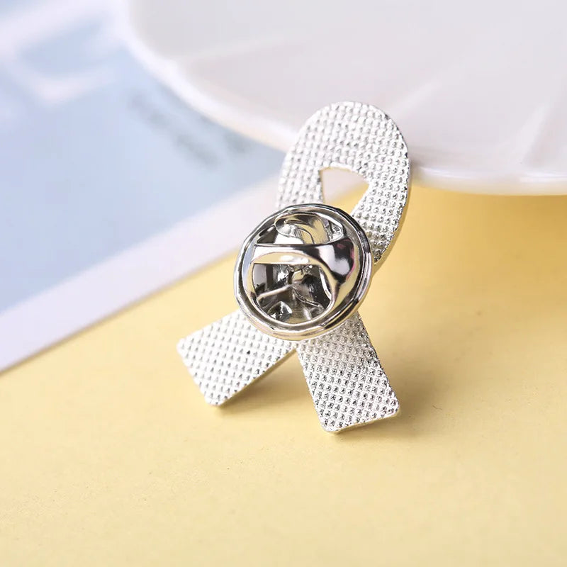 1pc/5pcs/10pcs Colorful Ribbon Broach Pin Bow Tie Symbol Icon Badge Pin Cancer Awareness Lapel Pin
