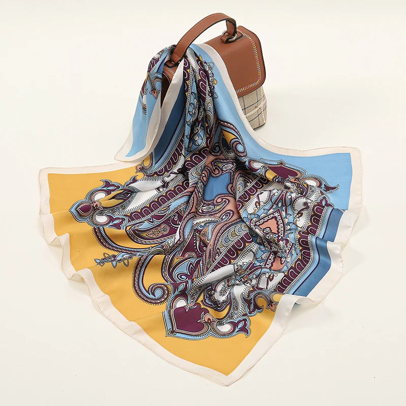 70*70cm Silk Neck Scarf Women Luxury Square Scarf, Headband Shawls Brand Wraps Neckerchief Hair Bandana