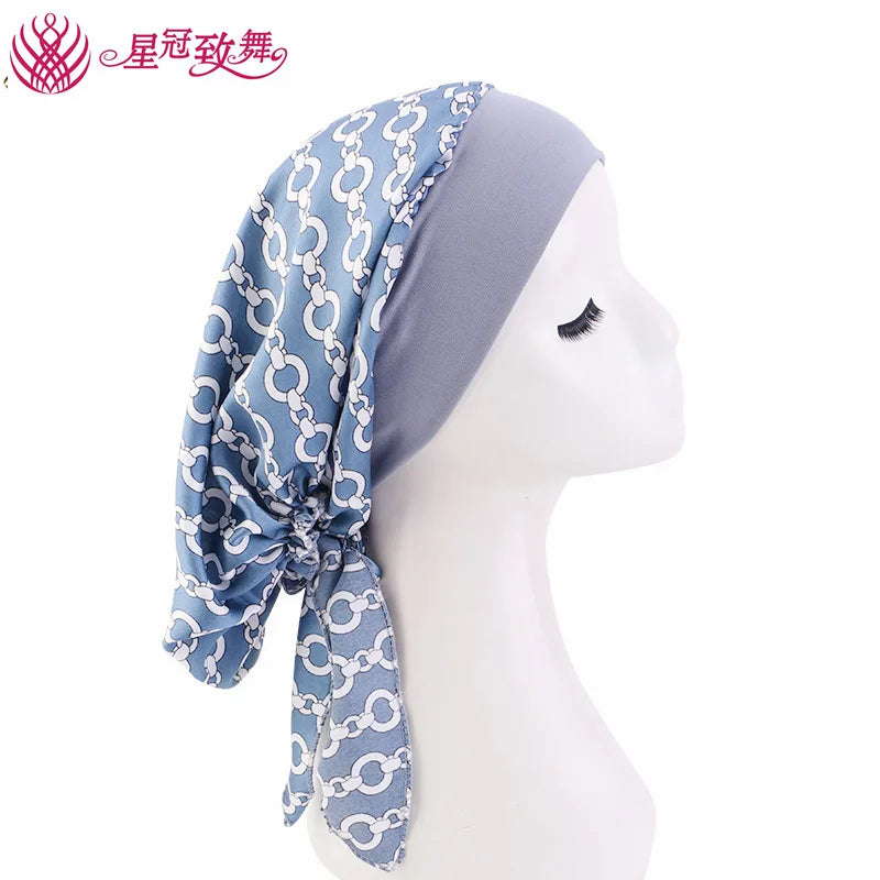 Elastic Wide-Band Boho Print Head Scarf, Sleep Cap & Hair Wrap for Women