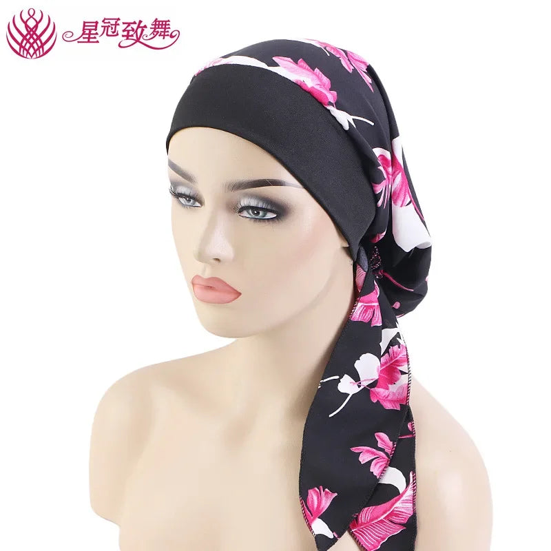 Elastic Wide-Band Boho Print Head Scarf, Sleep Cap & Hair Wrap for Women