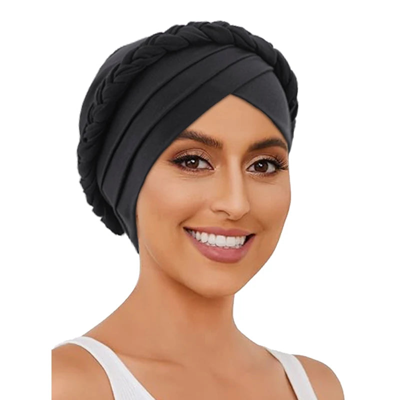 Women Braid Elastic Chemo Head Piece Hair Cover Wrap Headwear