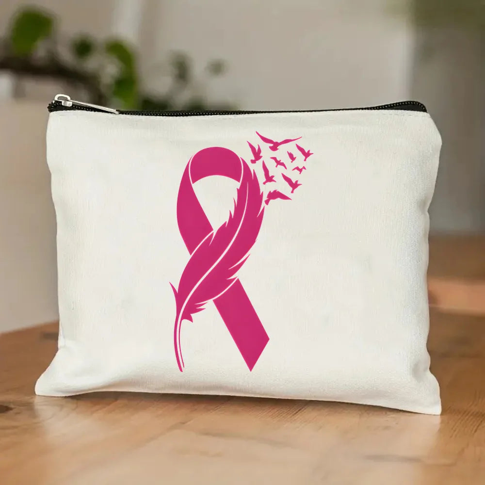 October Pink Breast Cancer Awareness Pattern Bag Set, Lightweight Large Capacity Tote Bag, Party Gift Handbag for Girls
