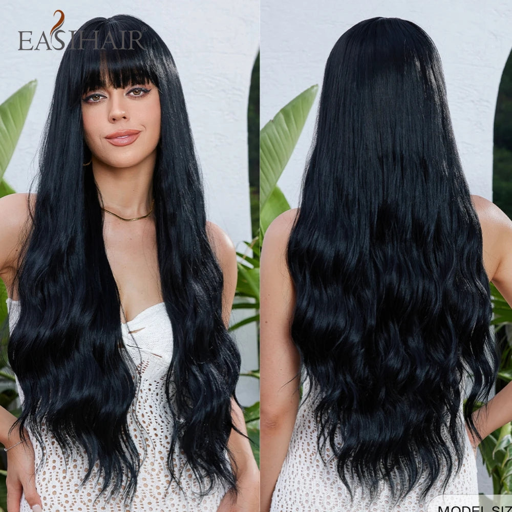 EASIHAIR Sandy Blonde Golden Wavy Synthetic Wigs with Long Hair Wigs for Women Natural Heat Resistant