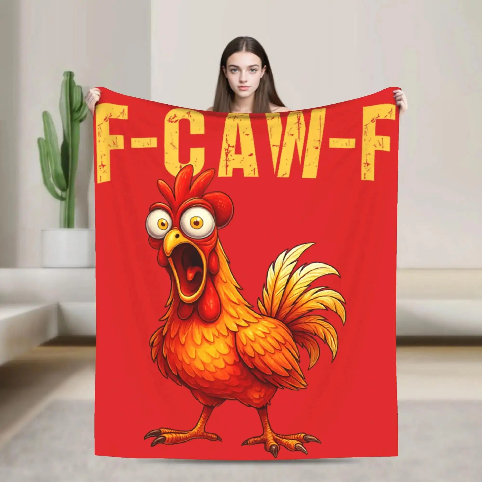 FCawF Rooster Meme Funny Chicken Fcawf Breast Cancer Awareness Blanket Super Warm Winter Bedding Throw for Chair Sofa Bed Cover