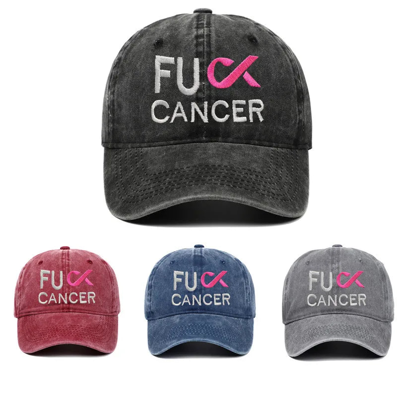 Adjustable Vintage Washed Breast Cancer Cotton Baseball Cap Pink Ribbon Awareness Distressed Dad Hat Cancer Survivor Hat
